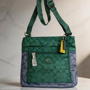 Coach Green Signature Nylon Crossbody Bag